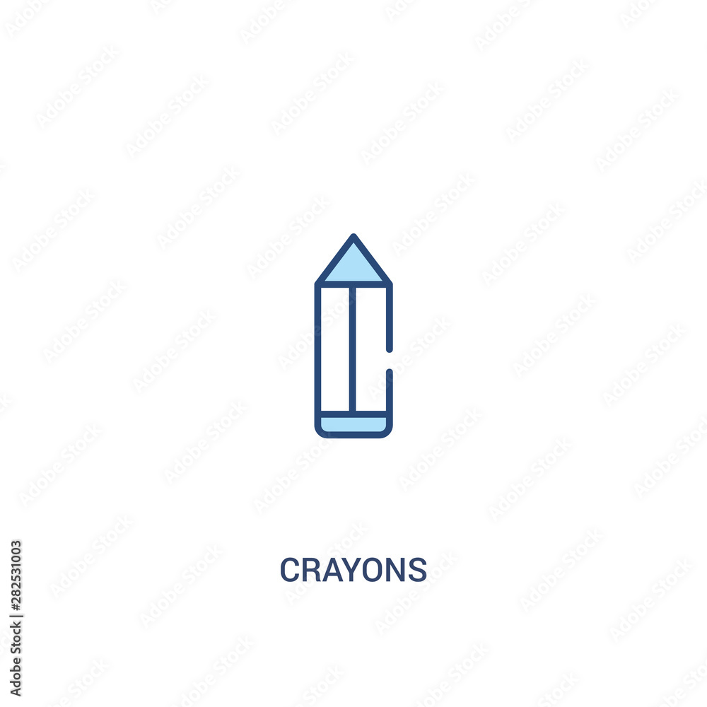 Aufkleber crayons concept 2 colored icon. simple line element illustration. outline blue crayons symbol. can b