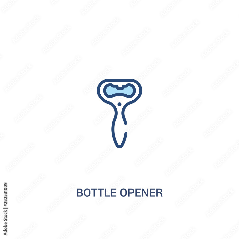 Poster bottle opener concept 2 colored icon. simple line element illustration. outline blue bottle opener s