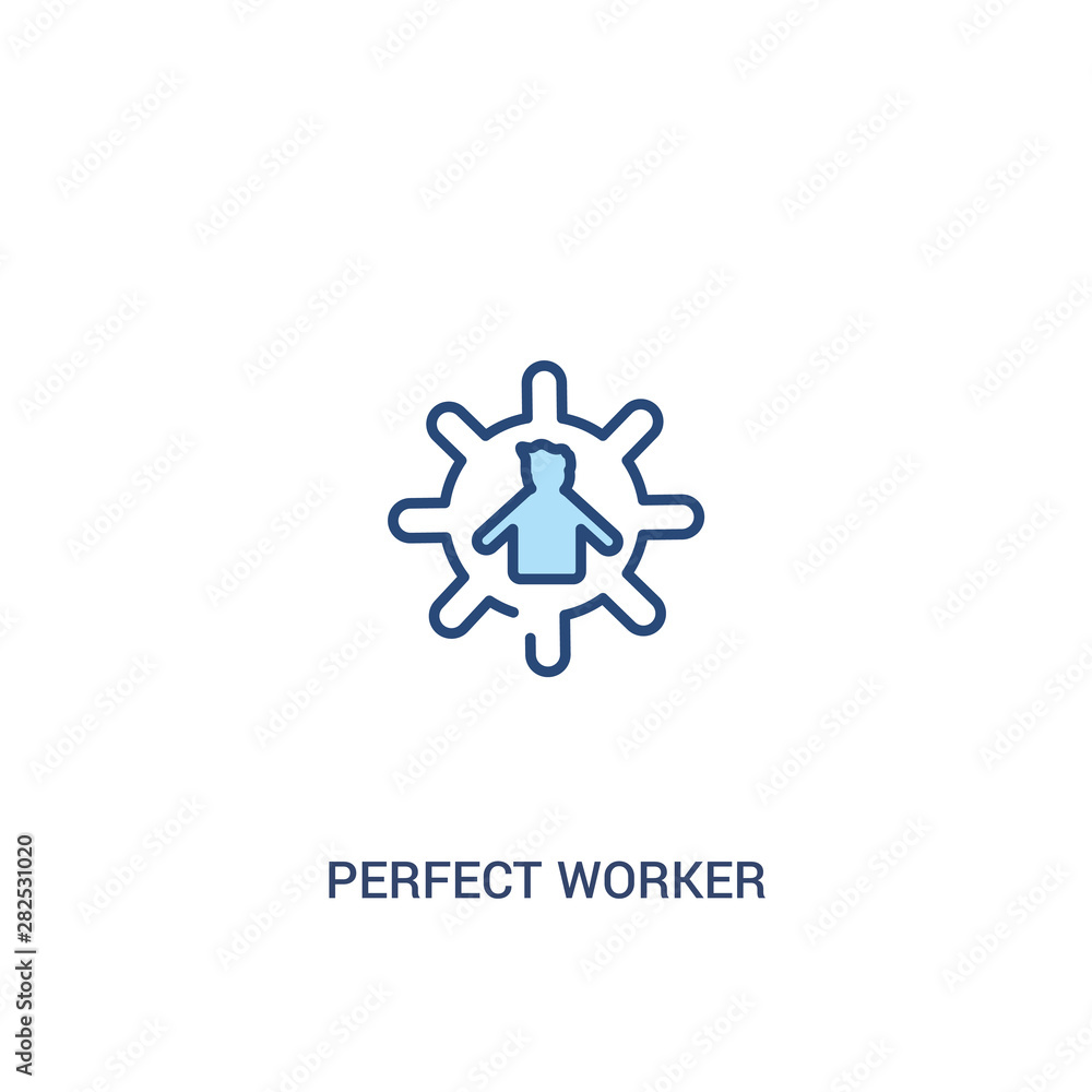 Poster perfect worker concept 2 colored icon. simple line element illustration. outline blue perfect worker