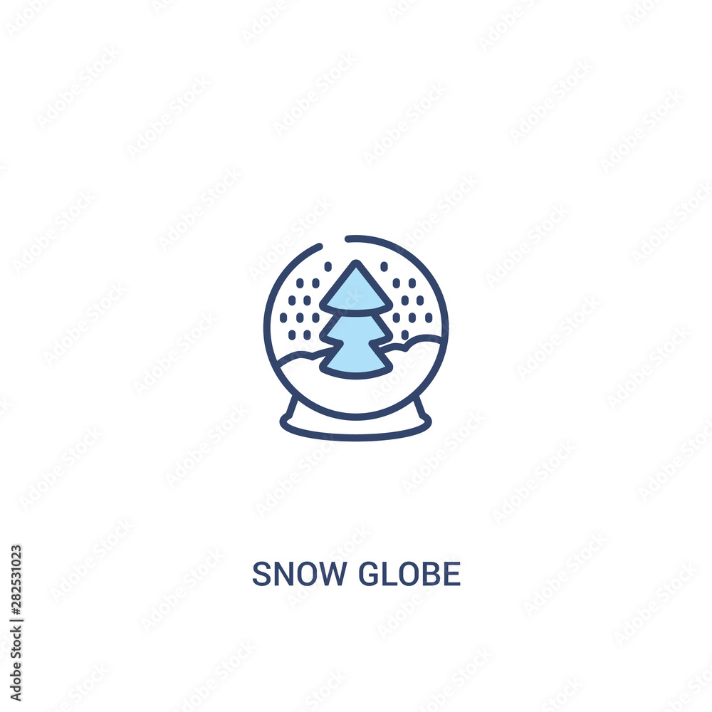 Poster snow globe concept 2 colored icon. simple line element illustration. outline blue snow globe symbol.