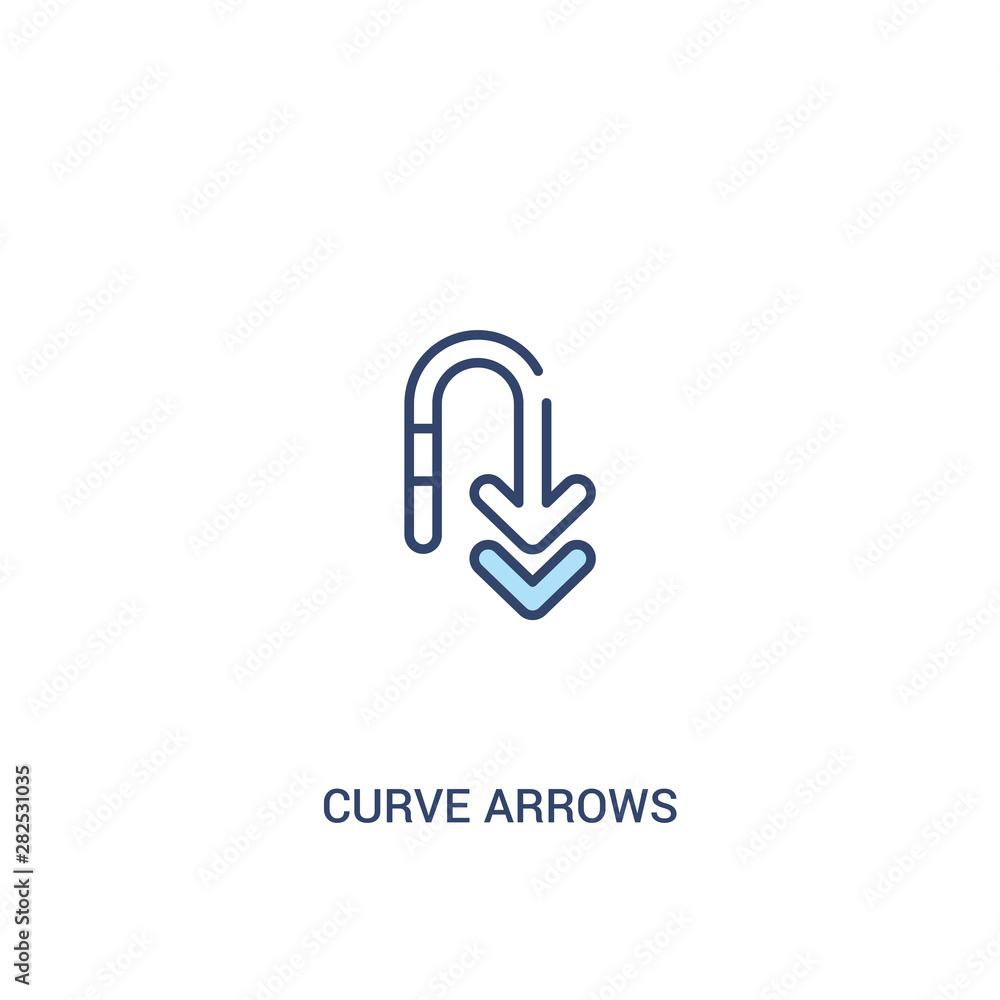 Poster curve arrows concept 2 colored icon. simple line element illustration. outline blue curve arrows sym