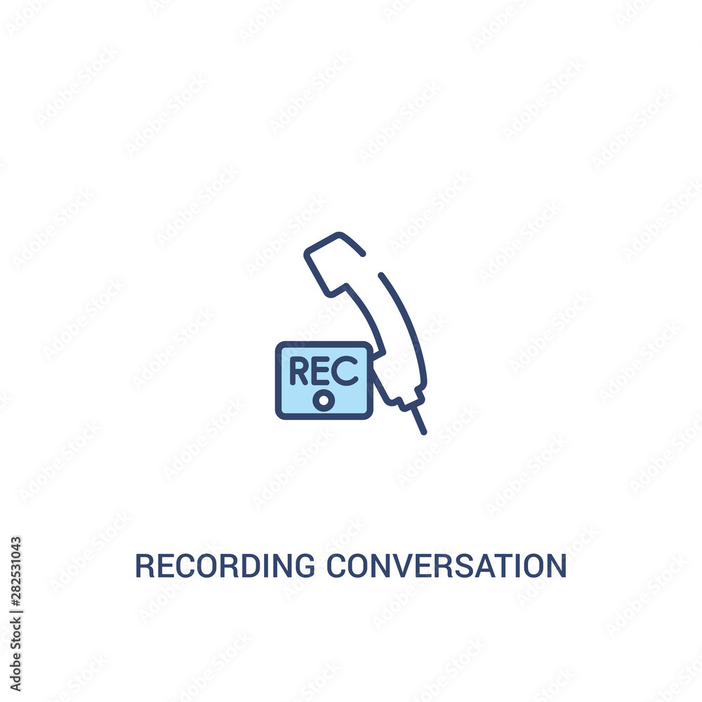 Poster recording conversation concept 2 colored icon. simple line element illustration. outline blue record