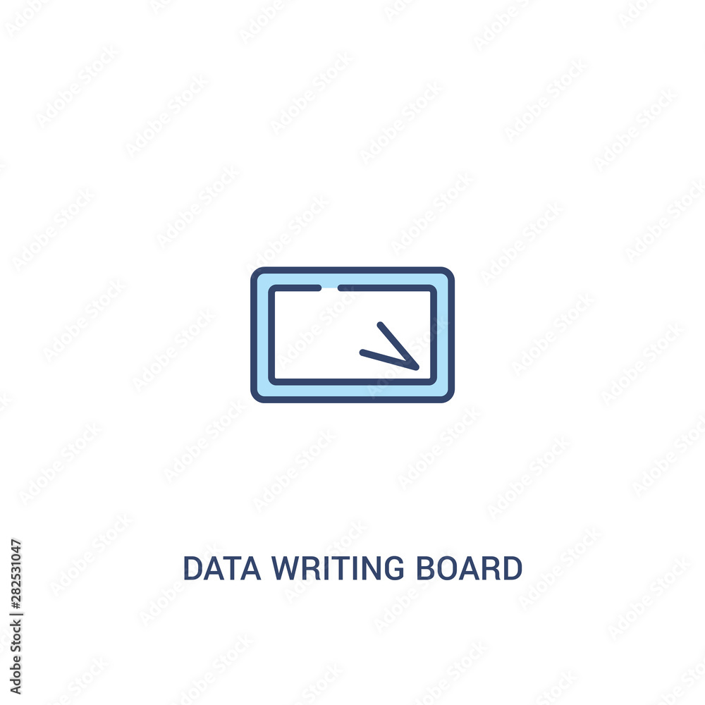 Poster data writing board interface concept 2 colored icon. simple line element illustration. outline blue 
