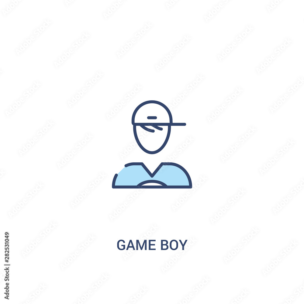 Poster game boy concept 2 colored icon. simple line element illustration. outline blue game boy symbol. can