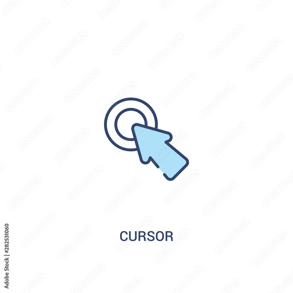Poster cursor concept 2 colored icon. simple line element illustration. outline blue cursor symbol. can be 