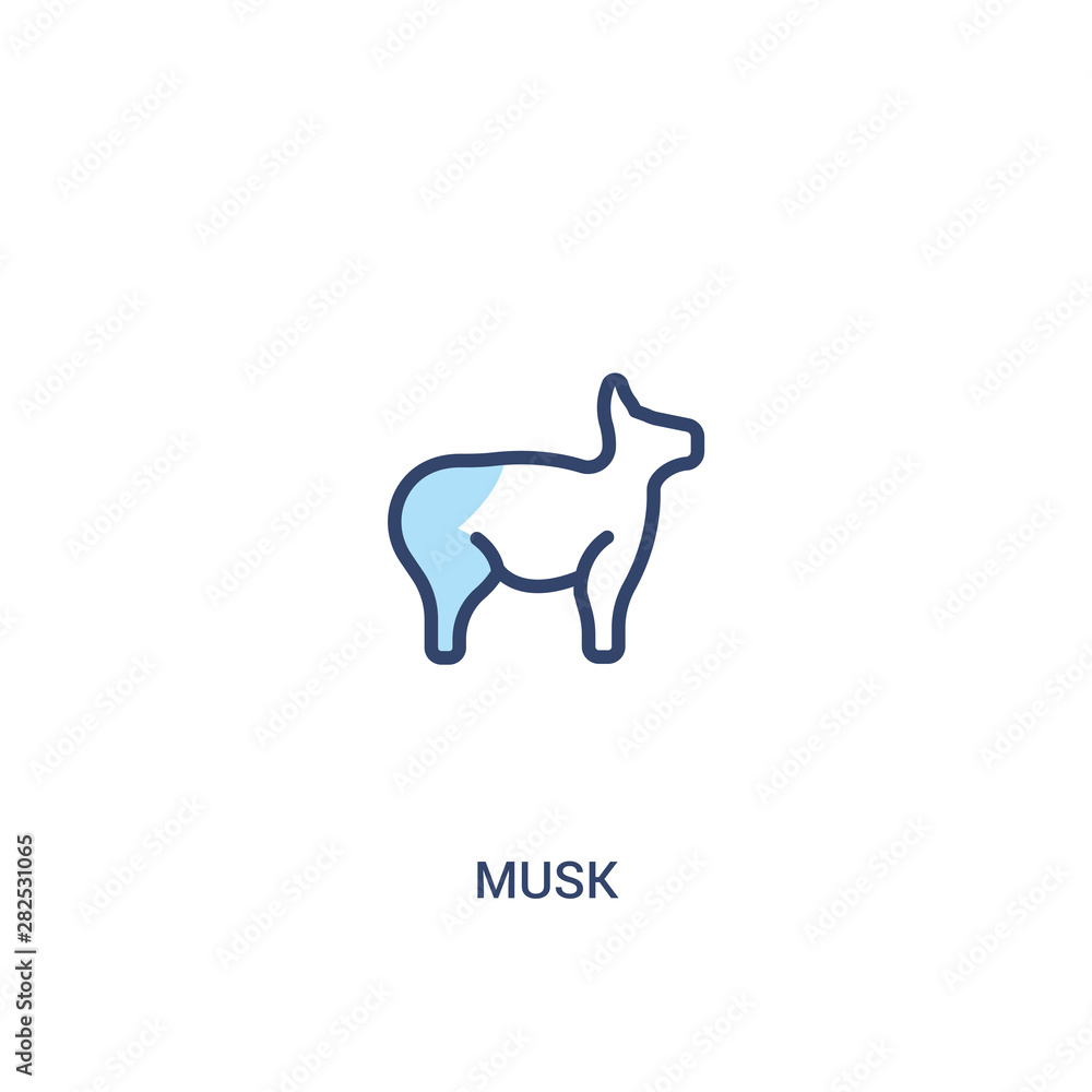 Poster musk concept 2 colored icon. simple line element illustration. outline blue musk symbol. can be used