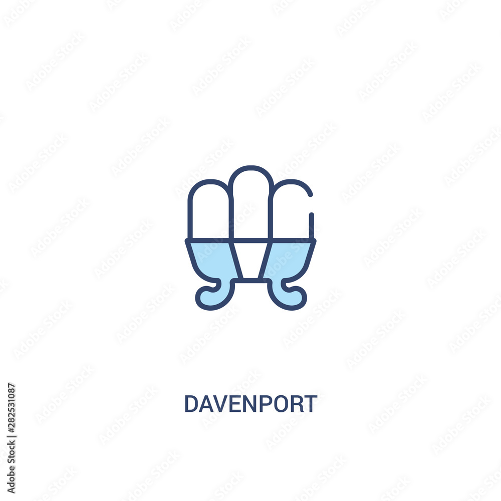 Poster davenport concept 2 colored icon. simple line element illustration. outline blue davenport symbol. c