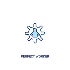 perfect worker concept 2 colored icon. simple line element illustration. outline blue perfect worker symbol. can be used for web and mobile ui/ux.