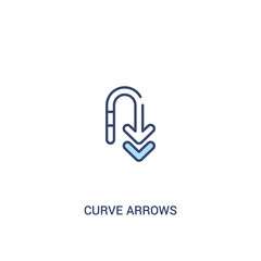 curve arrows concept 2 colored icon. simple line element illustration. outline blue curve arrows symbol. can be used for web and mobile ui/ux.