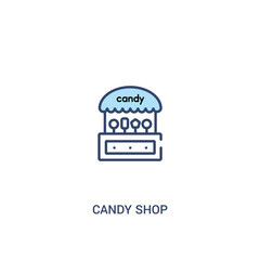 candy shop concept 2 colored icon. simple line element illustration. outline blue candy shop symbol. can be used for web and mobile ui/ux.