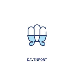 davenport concept 2 colored icon. simple line element illustration. outline blue davenport symbol. can be used for web and mobile ui/ux.