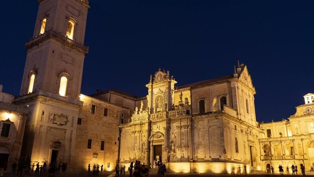 duomo Lecce campanile barocco Salento Motion Time lapse 