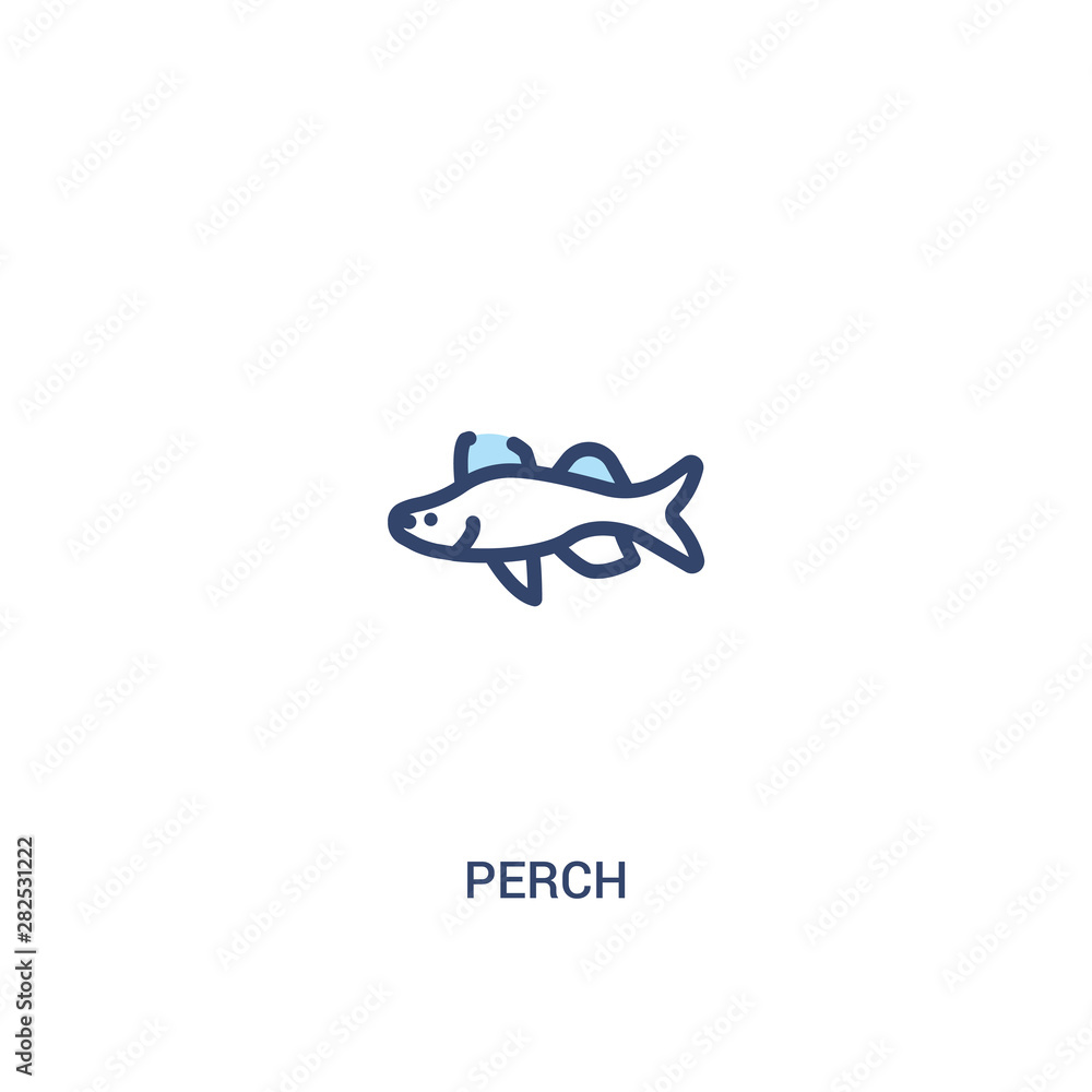 Poster perch concept 2 colored icon. simple line element illustration. outline blue perch symbol. can be us