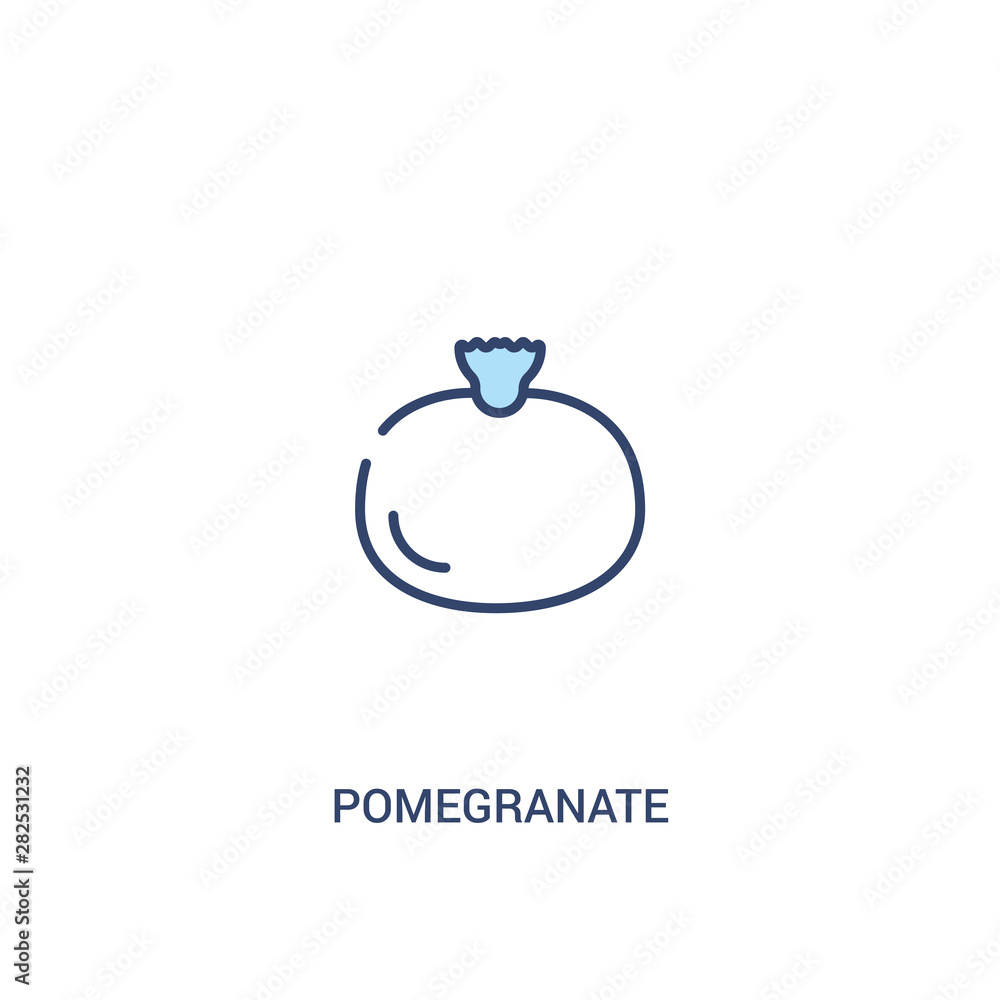 Poster pomegranate concept 2 colored icon. simple line element illustration. outline blue pomegranate symbo