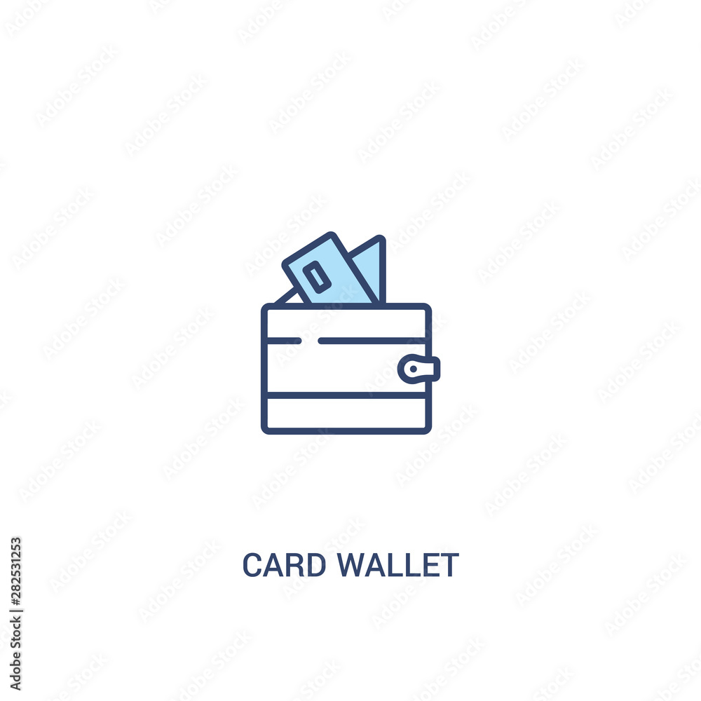 Poster card wallet concept 2 colored icon. simple line element illustration. outline blue card wallet symbo