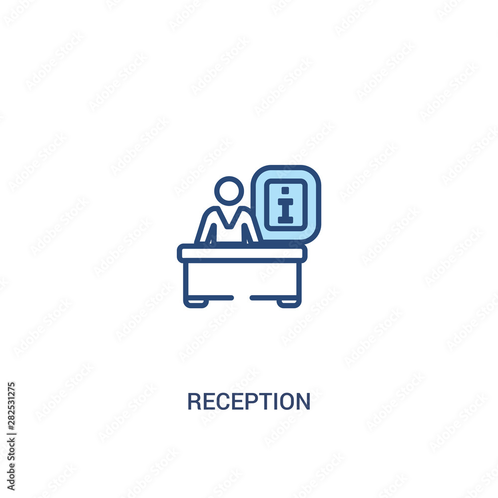 Poster reception concept 2 colored icon. simple line element illustration. outline blue reception symbol. c