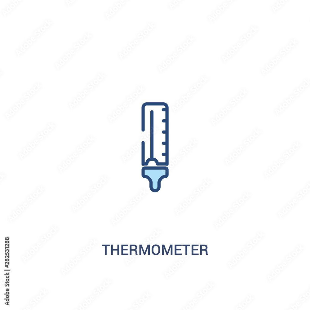 Poster thermometer concept 2 colored icon. simple line element illustration. outline blue thermometer symbo
