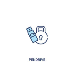 pendrive concept 2 colored icon. simple line element illustration. outline blue pendrive symbol. can be used for web and mobile ui/ux.