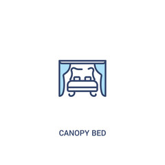 canopy bed concept 2 colored icon. simple line element illustration. outline blue canopy bed symbol. can be used for web and mobile ui/ux.