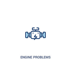 engine problems concept 2 colored icon. simple line element illustration. outline blue engine problems symbol. can be used for web and mobile ui/ux.