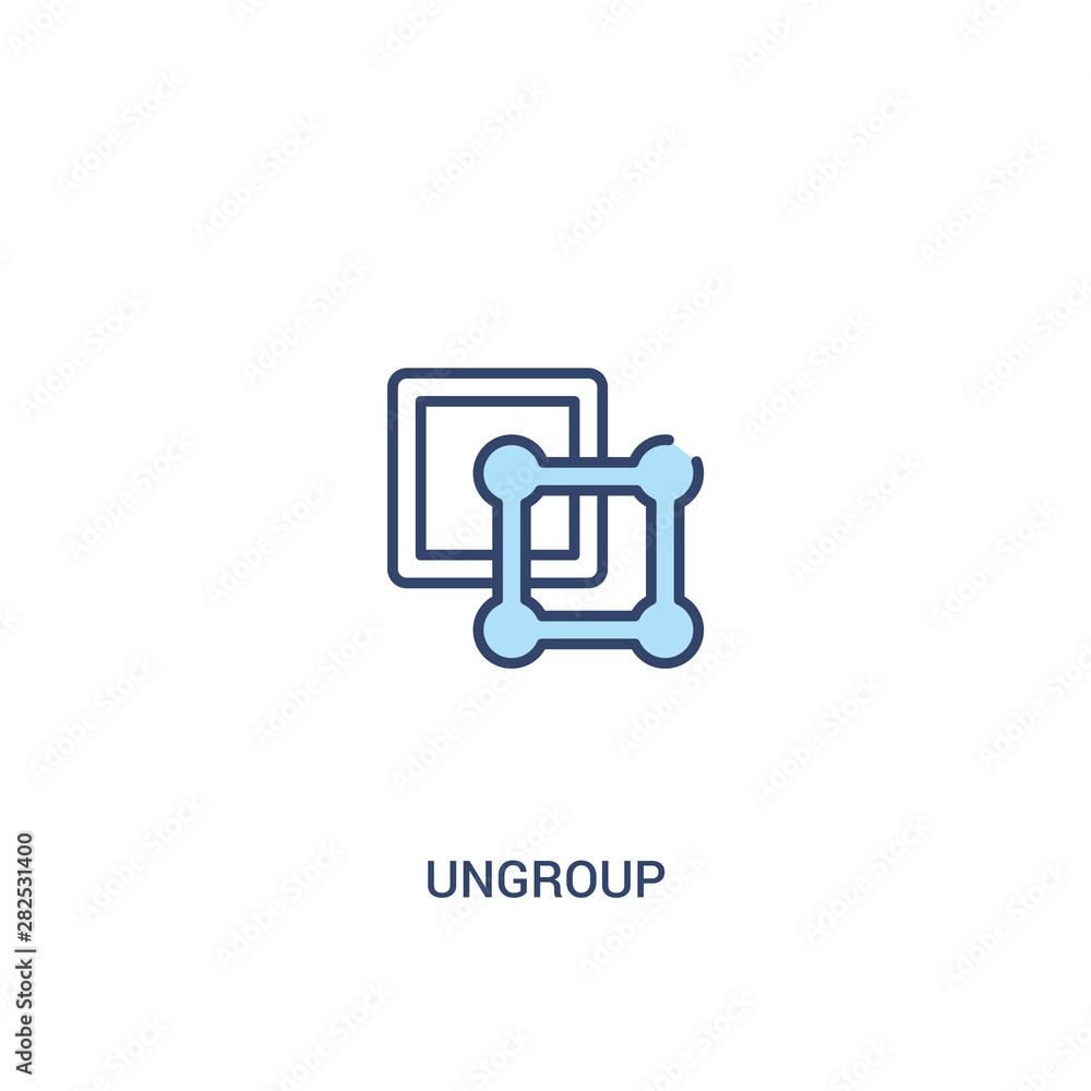 Aufkleber ungroup concept 2 colored icon. simple line element illustration. outline blue ungroup symbol. can b