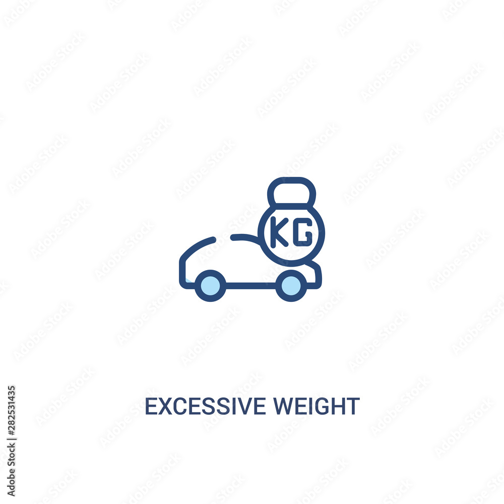 Aufkleber excessive weight for the vehicle concept 2 colored icon. simple line element illustration. outline b