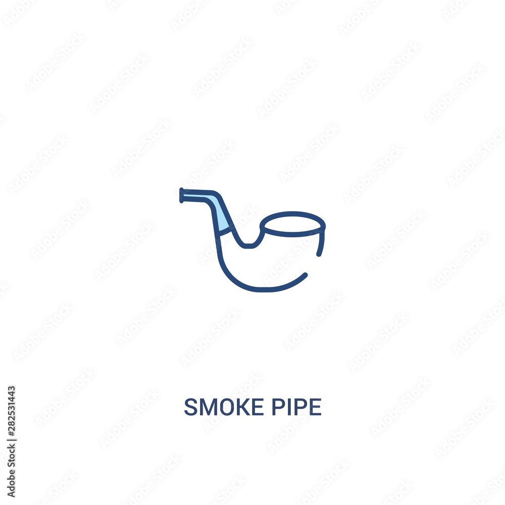 Poster smoke pipe concept 2 colored icon. simple line element illustration. outline blue smoke pipe symbol.