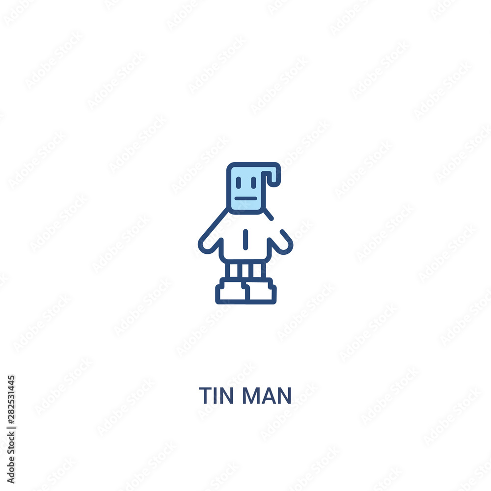 Poster tin man concept 2 colored icon. simple line element illustration. outline blue tin man symbol. can b