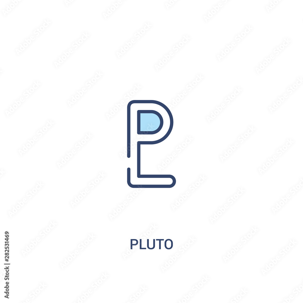 Poster pluto concept 2 colored icon. simple line element illustration. outline blue pluto symbol. can be us