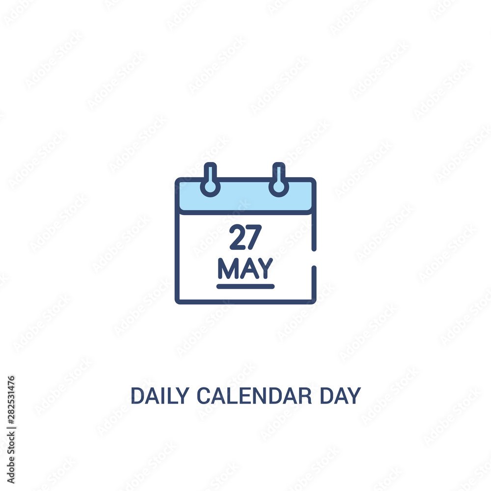 Poster daily calendar day 14 concept 2 colored icon. simple line element illustration. outline blue daily c