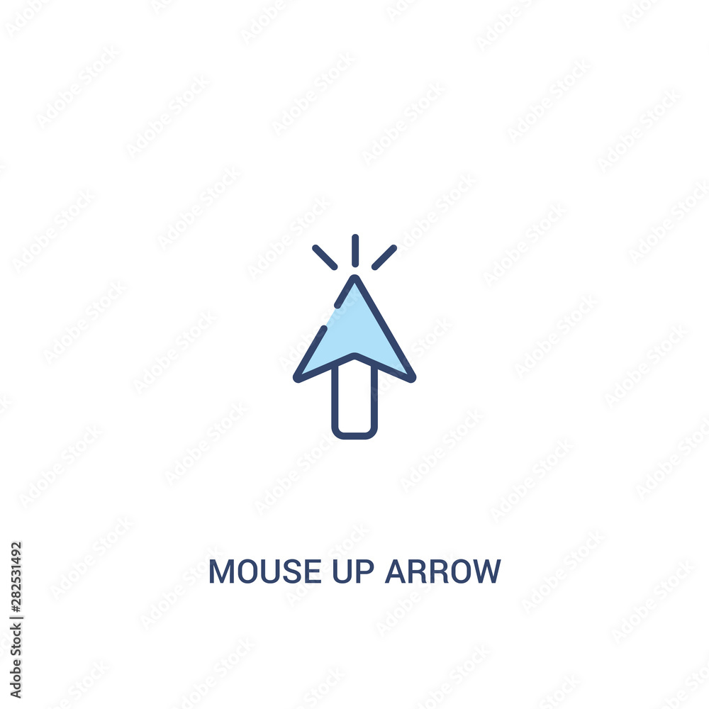 Poster mouse up arrow concept 2 colored icon. simple line element illustration. outline blue mouse up arrow