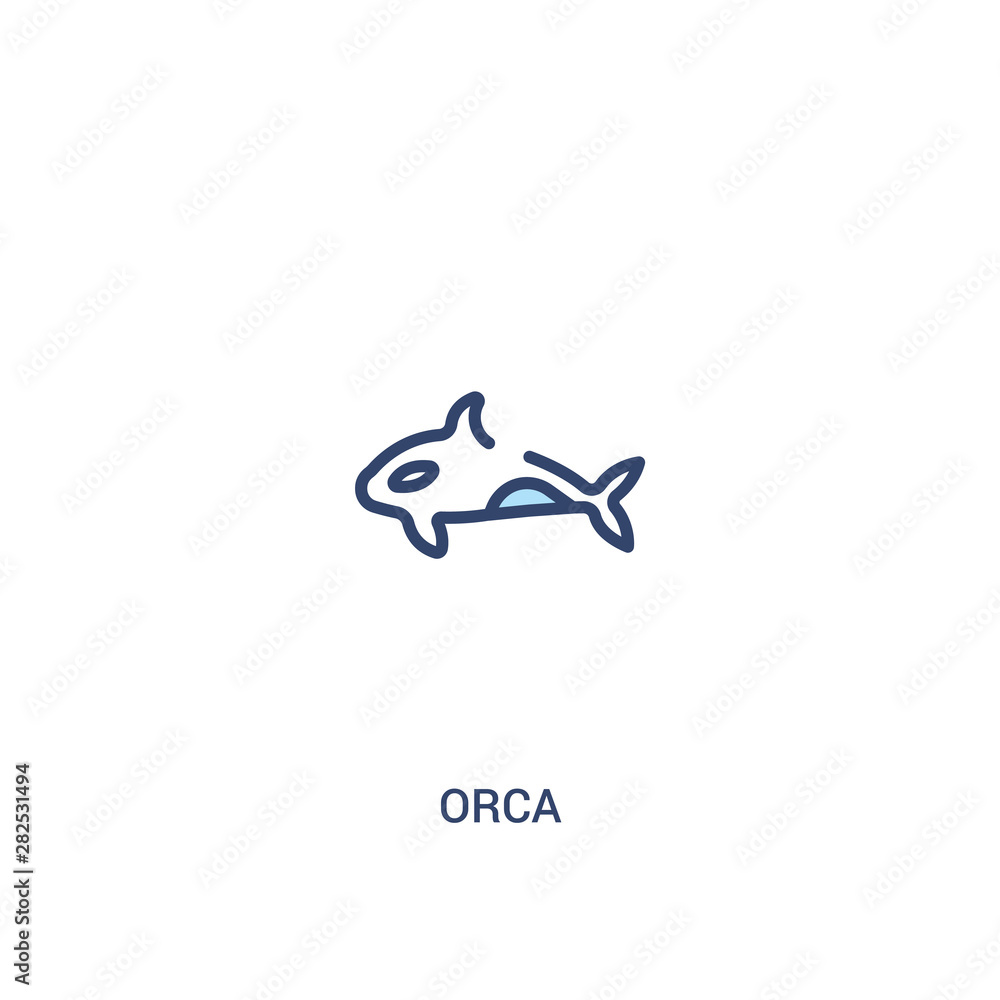 Aufkleber orca concept 2 colored icon. simple line element illustration. outline blue orca symbol. can be used