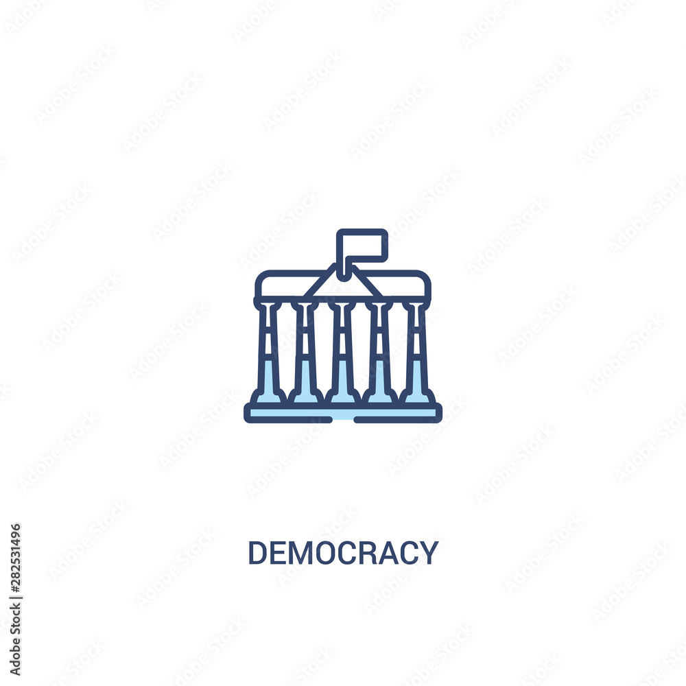 Poster democracy concept 2 colored icon. simple line element illustration. outline blue democracy symbol. c