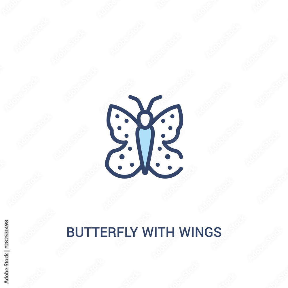 Aufkleber butterfly with wings concept 2 colored icon. simple line element illustration. outline blue butterfl