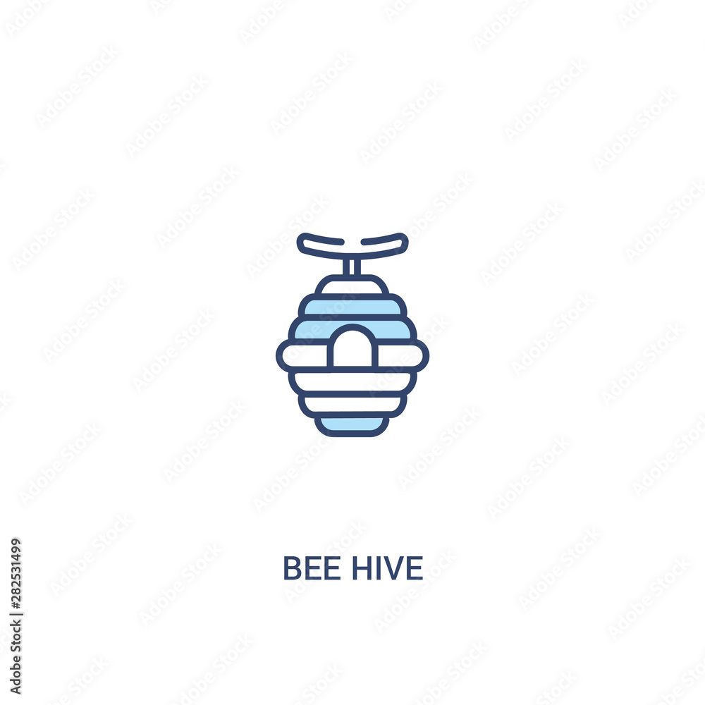 Poster bee hive concept 2 colored icon. simple line element illustration. outline blue bee hive symbol. can