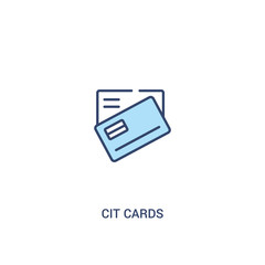 cit cards concept 2 colored icon. simple line element illustration. outline blue cit cards symbol. can be used for web and mobile ui/ux.