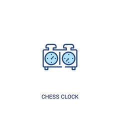 chess clock concept 2 colored icon. simple line element illustration. outline blue chess clock symbol. can be used for web and mobile ui/ux.