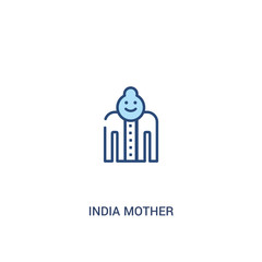 india mother concept 2 colored icon. simple line element illustration. outline blue india mother symbol. can be used for web and mobile ui/ux.