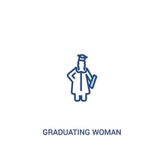 graduating woman concept 2 colored icon. simple line element illustration. outline blue graduating woman symbol. can be used for web and mobile ui/ux.