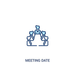 meeting date concept 2 colored icon. simple line element illustration. outline blue meeting date symbol. can be used for web and mobile ui/ux.