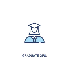 graduate girl concept 2 colored icon. simple line element illustration. outline blue graduate girl symbol. can be used for web and mobile ui/ux.