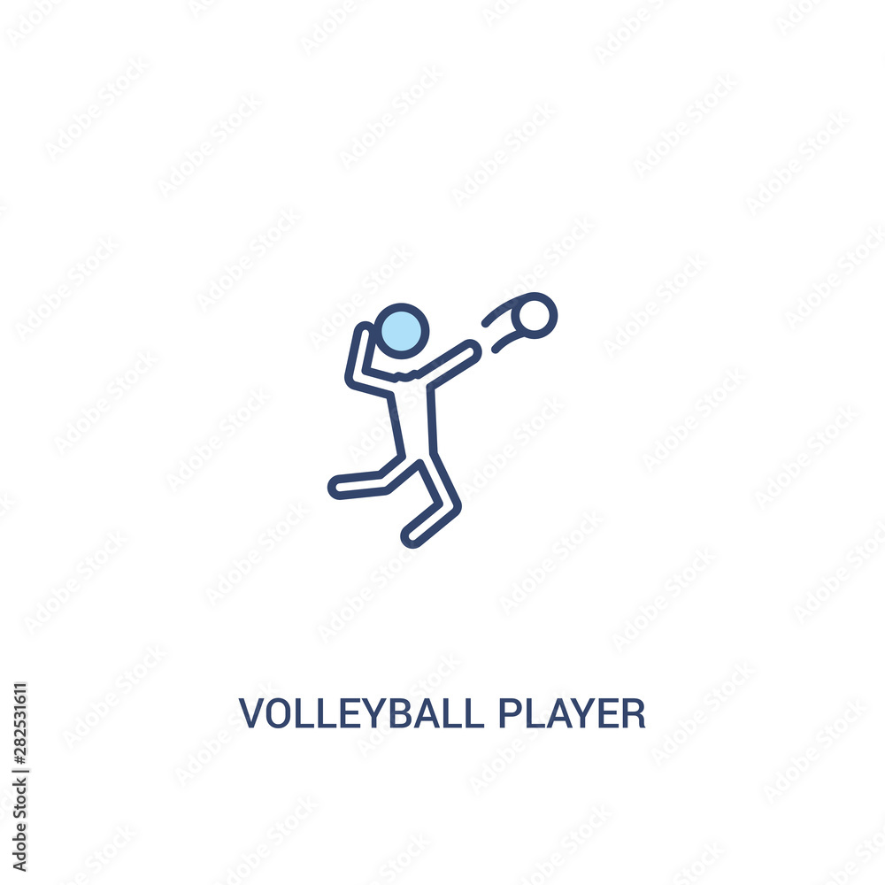 Aufkleber volleyball player concept 2 colored icon. simple line element illustration. outline blue volleyball 