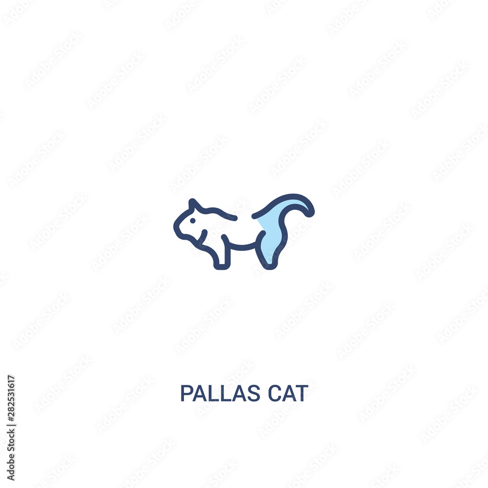 Poster pallas cat concept 2 colored icon. simple line element illustration. outline blue pallas cat symbol.