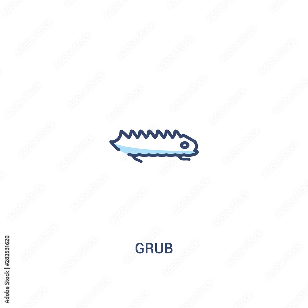 Poster grub concept 2 colored icon. simple line element illustration. outline blue grub symbol. can be used
