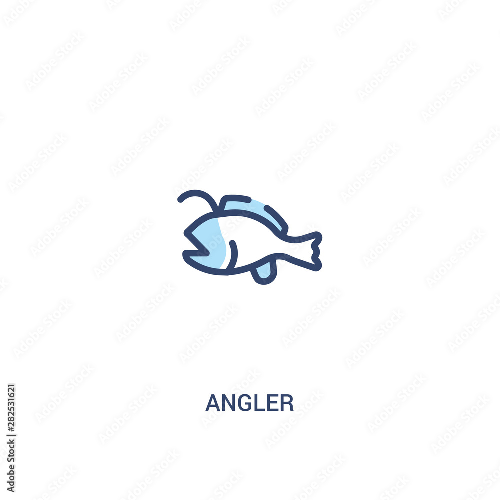 Aufkleber angler concept 2 colored icon. simple line element illustration. outline blue angler symbol. can be 