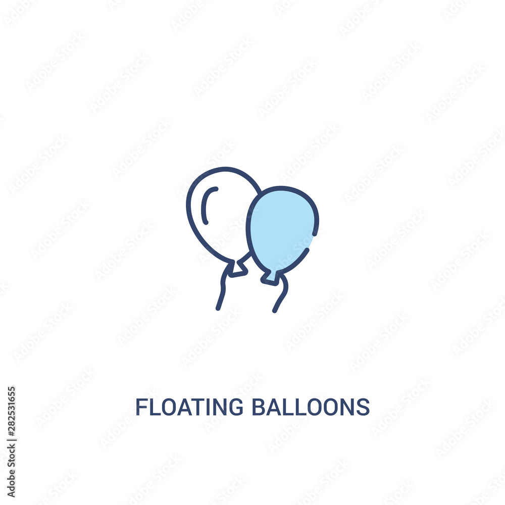 Poster floating balloons concept 2 colored icon. simple line element illustration. outline blue floating ba