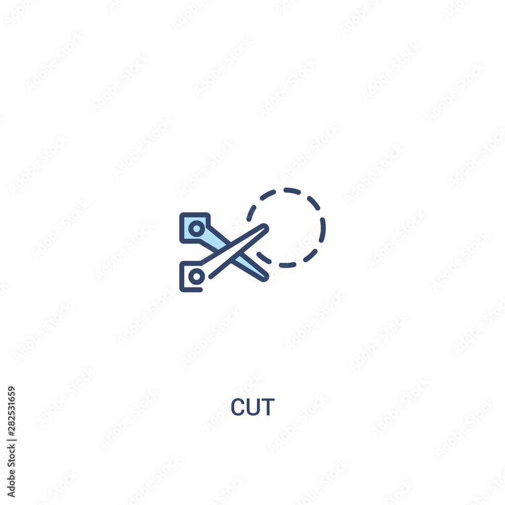 Aufkleber cut concept 2 colored icon. simple line element illustration. outline blue cut symbol. can be used f