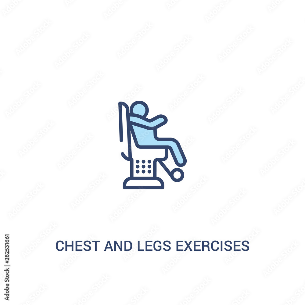 Poster chest and legs exercises concept 2 colored icon. simple line element illustration. outline blue ches
