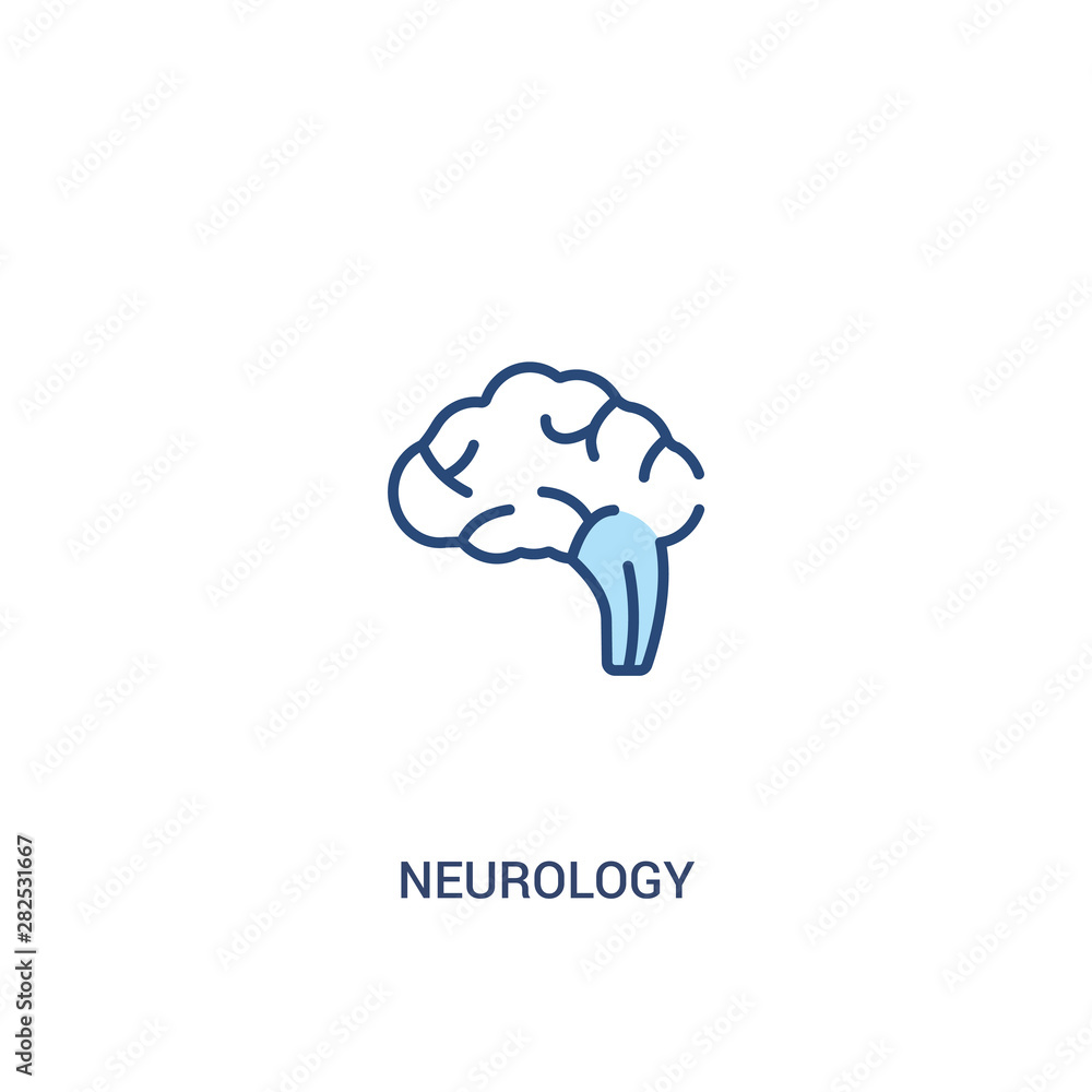 Aufkleber neurology concept 2 colored icon. simple line element illustration. outline blue neurology symbol. c