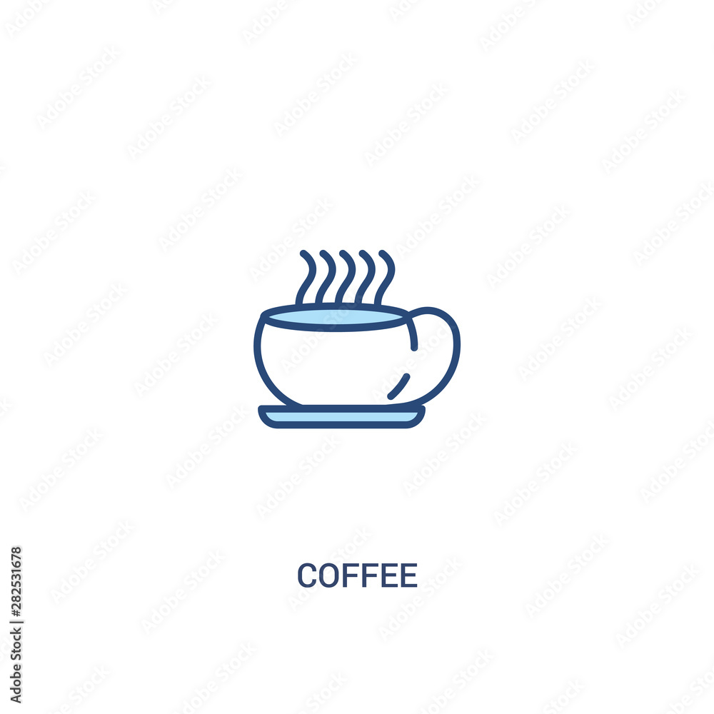 Poster coffee concept 2 colored icon. simple line element illustration. outline blue coffee symbol. can be 